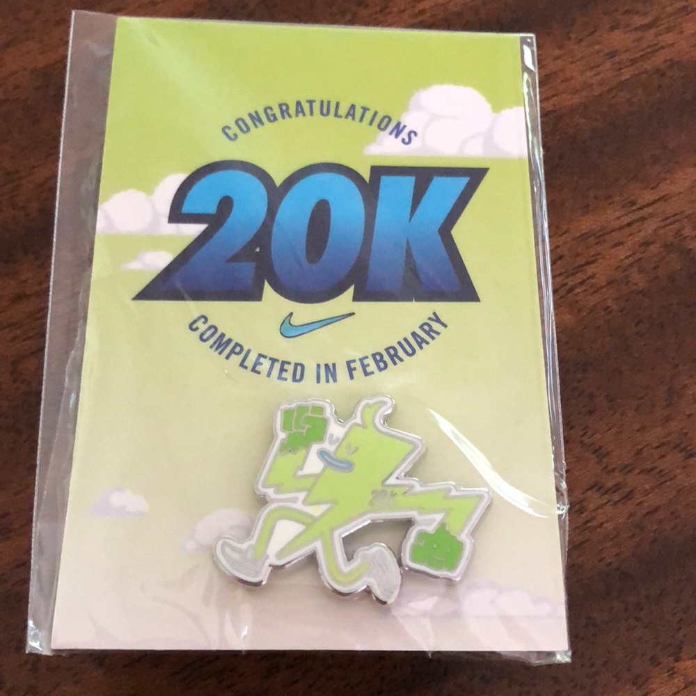 NIKE 20K LIMITED EDITION PIN Running Completed In February!New! Nike Run Club!